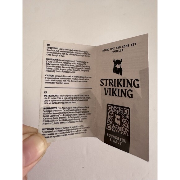 Striking Viking Mustache Wax & Comb Kit Vanilla 2oz 100% Natural NEW - Picture 4 of 6